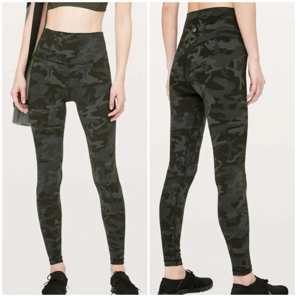 lululemon athletica Pants - Lululemon Align Leggings Full Length 28" Incognito Camo Multi Gator Green Size 4
